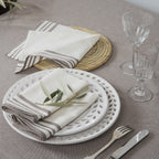 Serviette de table (x4) coton 45x45 MAHDIA - blanc / taupe