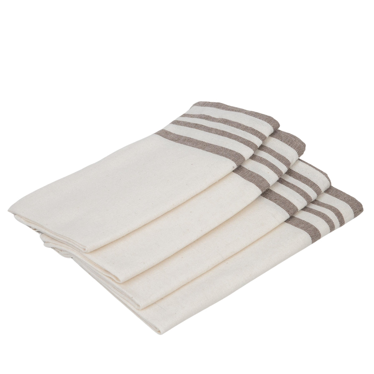 Serviette de table (x4) coton 45x45 MAHDIA - blanc / taupe