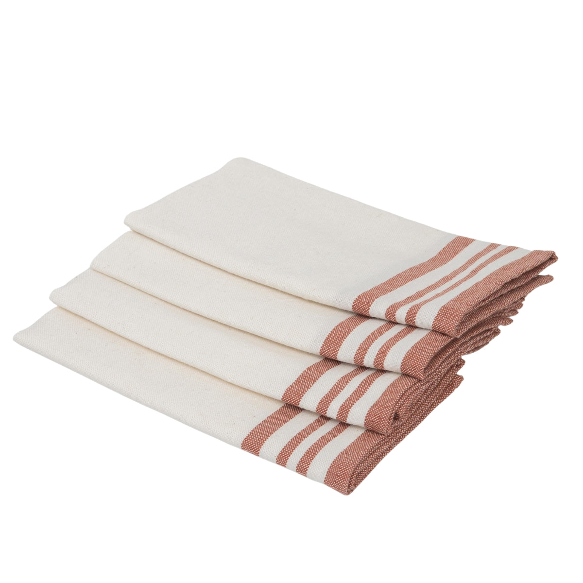 Serviette de table (x4) coton 45x45 MAHDIA - blanc / rouge tomette