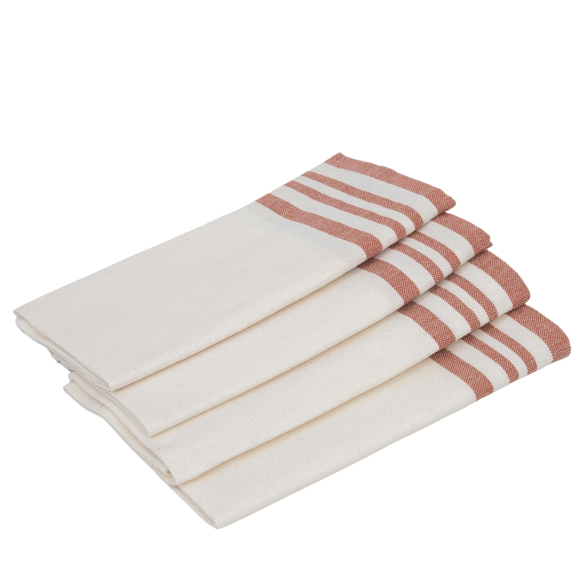 Serviette de table (x4) coton 45x45 MAHDIA - blanc / rouge tomette