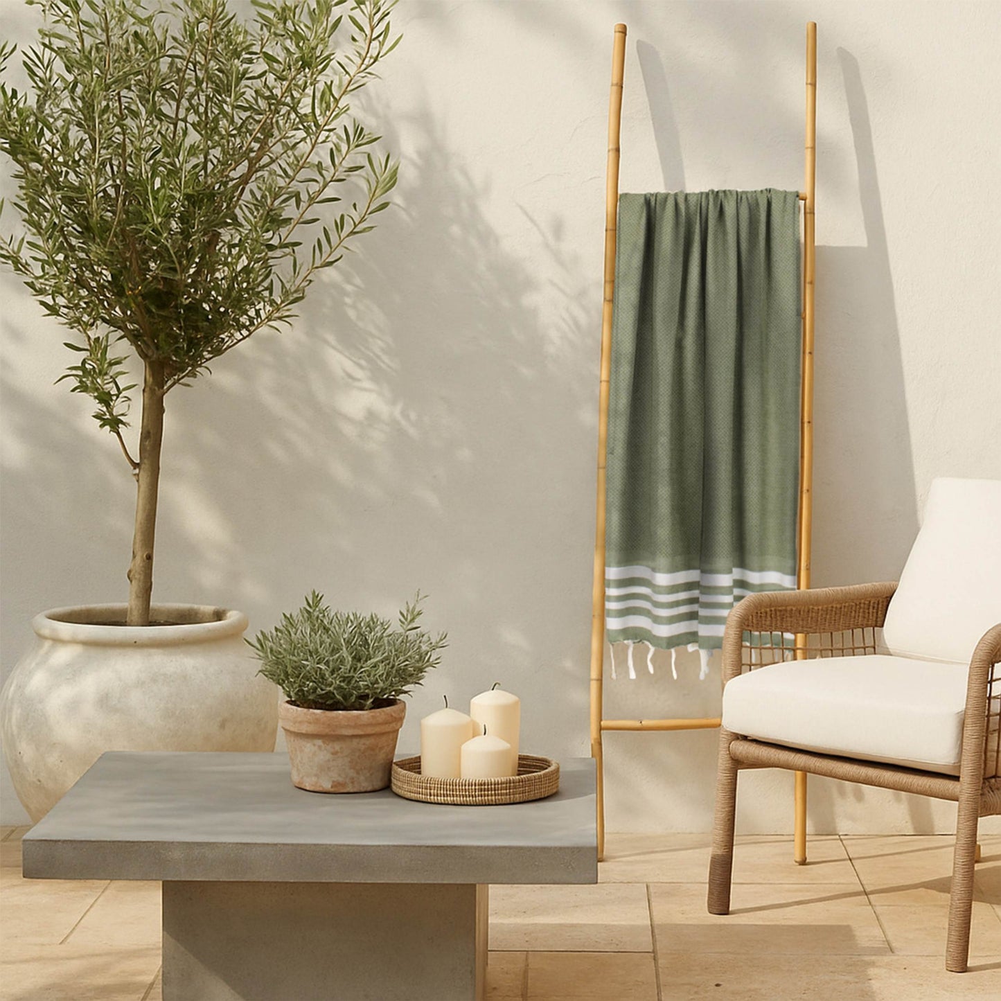 Fouta coton 100x200 NEWPORT vert olive