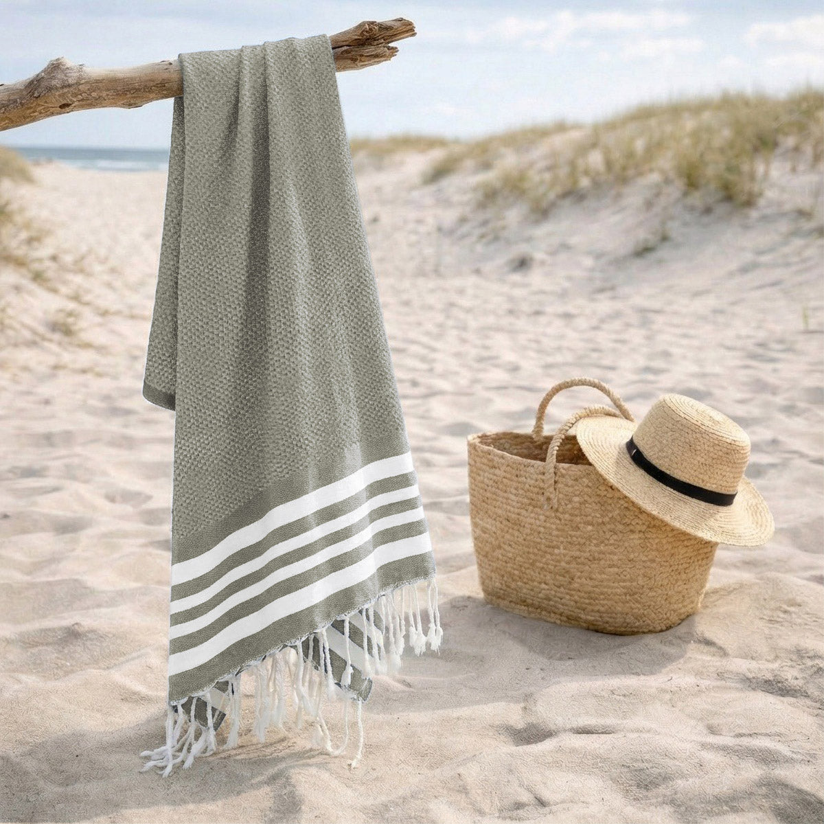 Fouta coton 100x200 NEWPORT vert olive