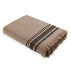 Fouta éponge XXL coton sable 200x180 FARO - sable / noir - febronie.com