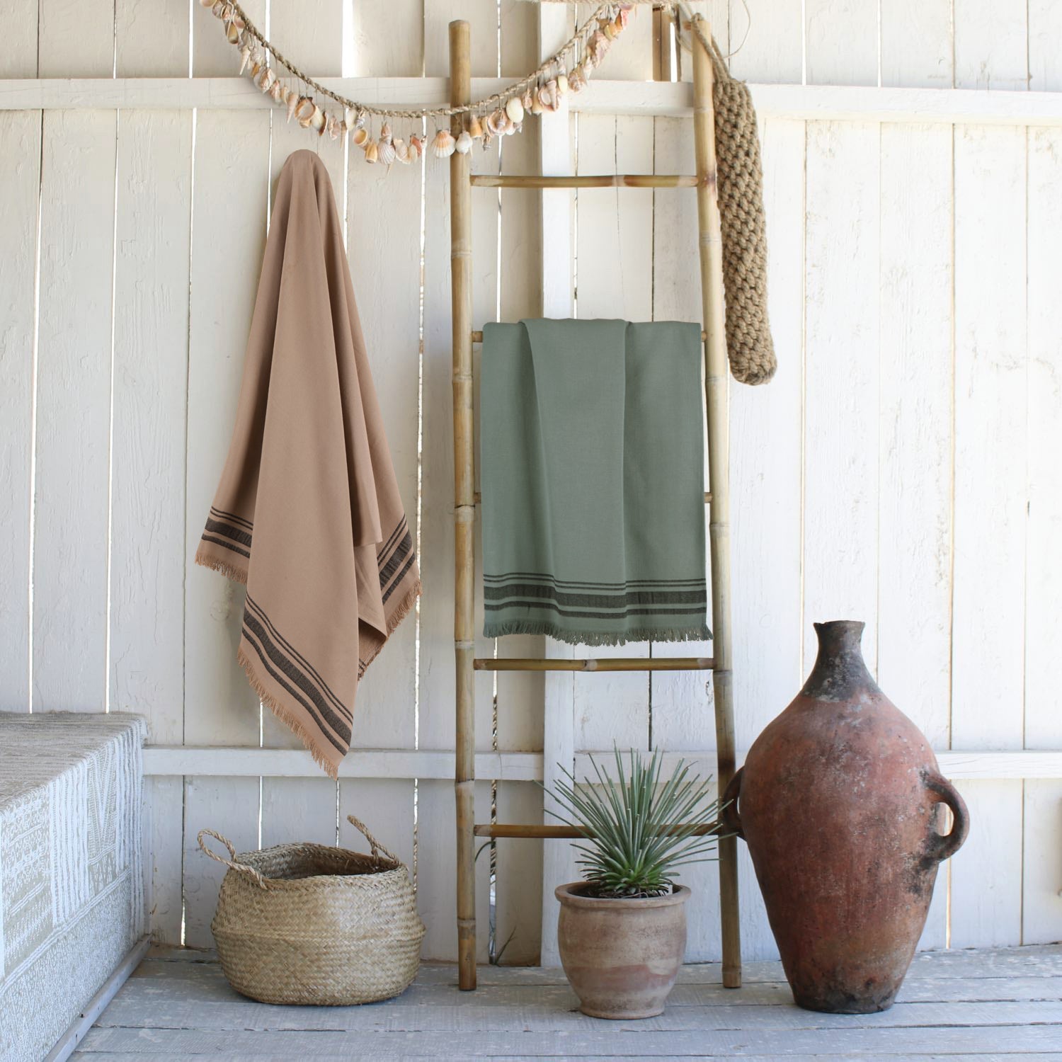 Fouta éponge XXL coton sable 200x180 FARO    febronie.com