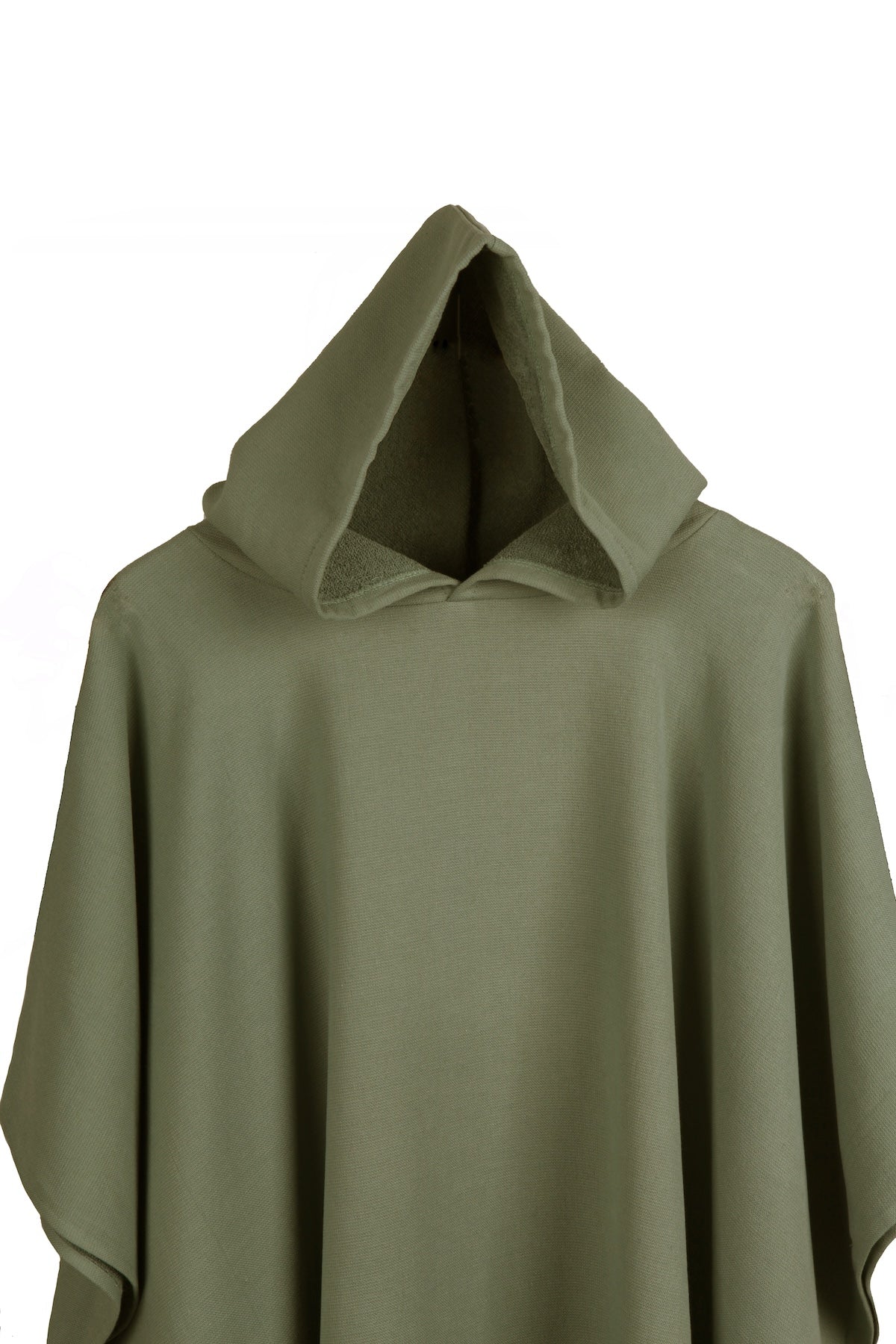 Poncho éponge coton vert kaki / noir FARO - 100x88 cm