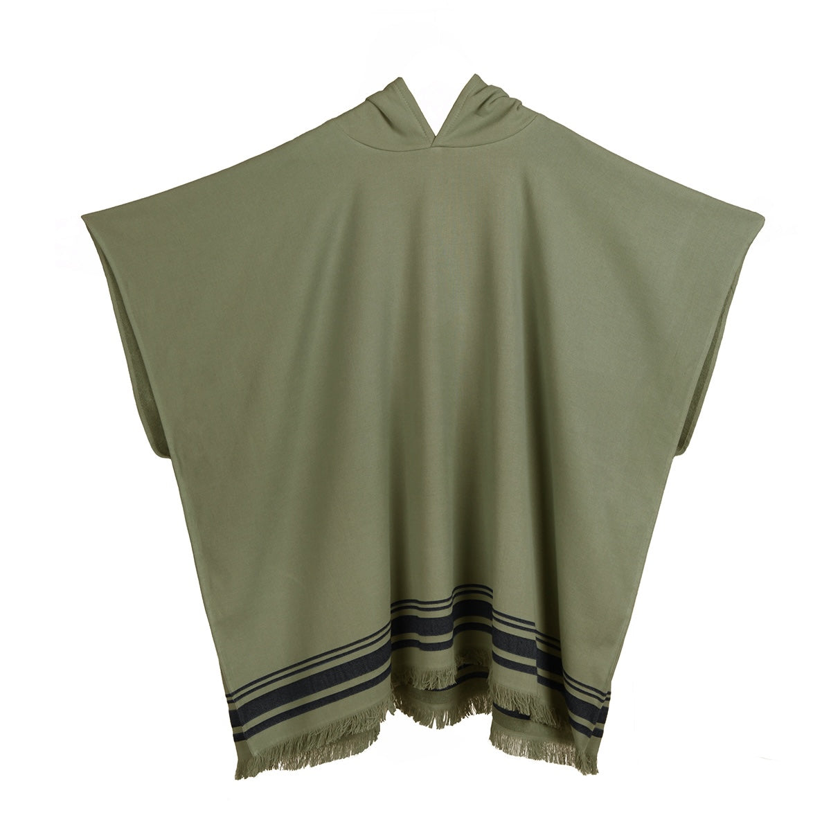 Poncho éponge coton vert kaki / noir FARO - 100x88 - febronie.com