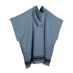 Poncho éponge coton bleu orage / noir FARO - 100x88 cm