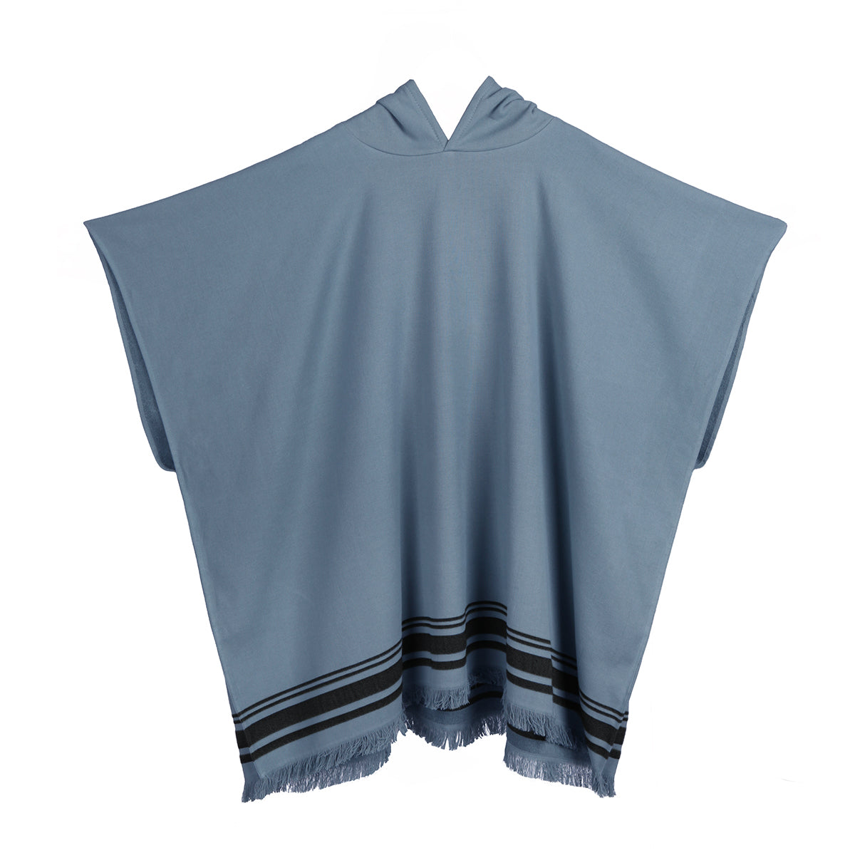 Poncho éponge coton bleu orage / noir FARO - 100x88 cm
