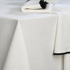 Nappe lin lavé 150x250 ERNEST - blanc / noir