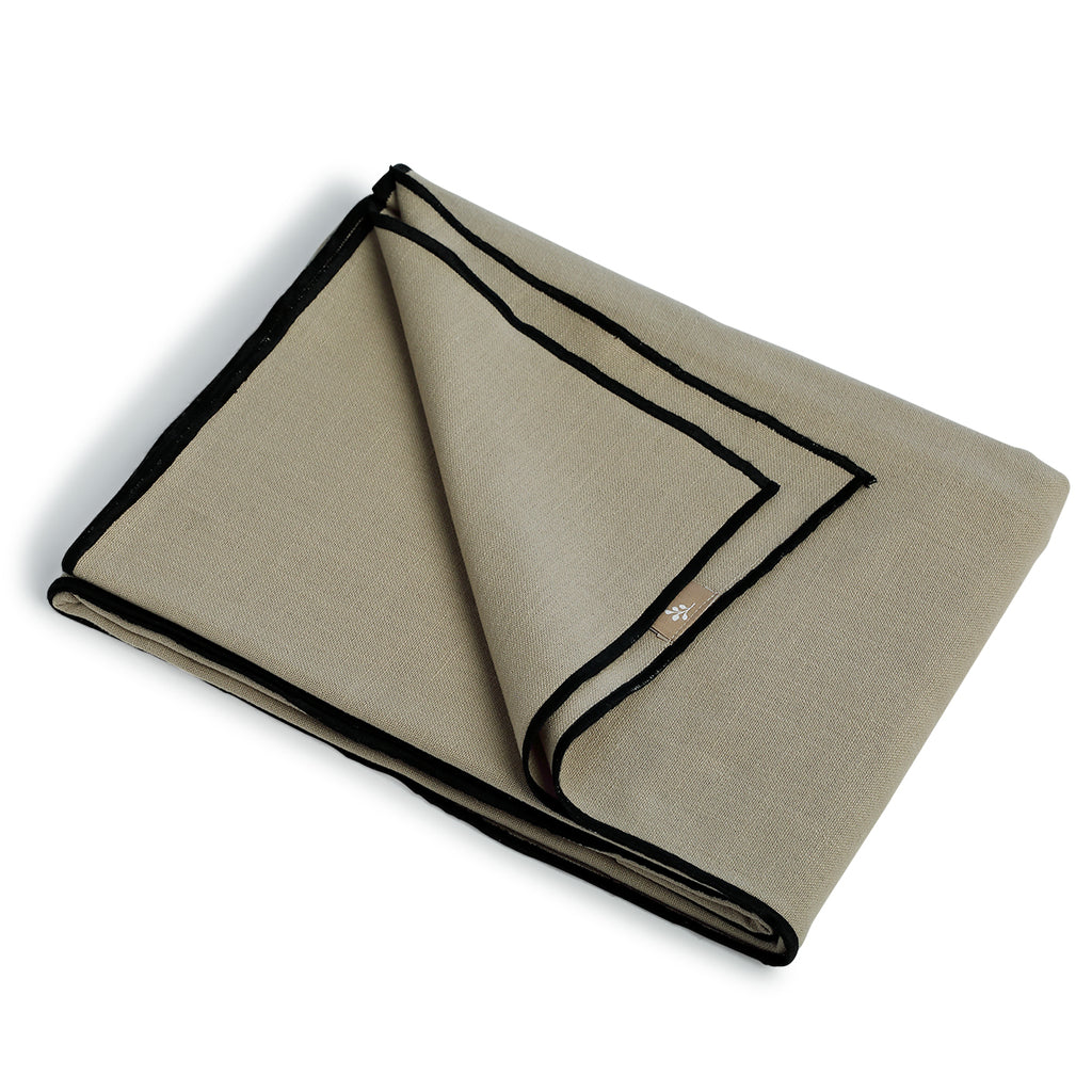 Nappe lin lavé 150x300 ERNEST - naturel / noir