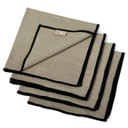 Nappe lin lavé 150x300 ERNEST - naturel / noir