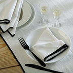 Serviette de table (x4) lin lavé 45x45 ERNEST - blanc / noir