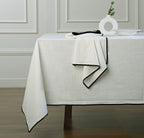 Serviette de table (x4) lin lavé 45x45 ERNEST - blanc / noir