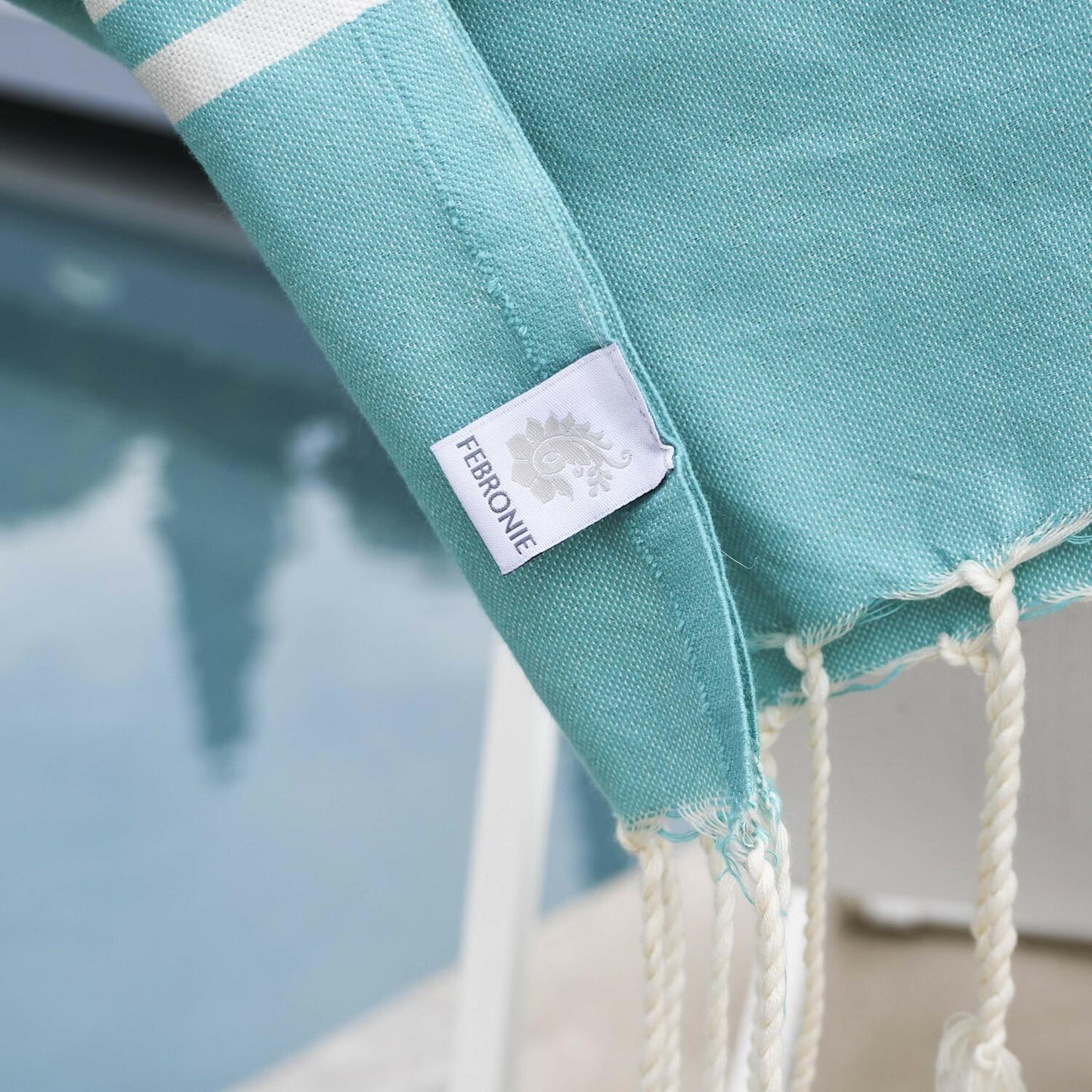 Fouta bande blanche coton ST TROPEZ 100x200