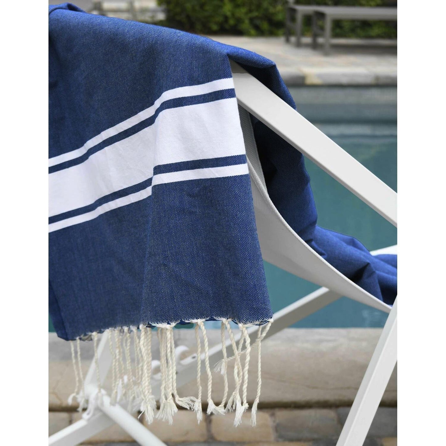 Fouta bande blanche coton ST TROPEZ 100x200