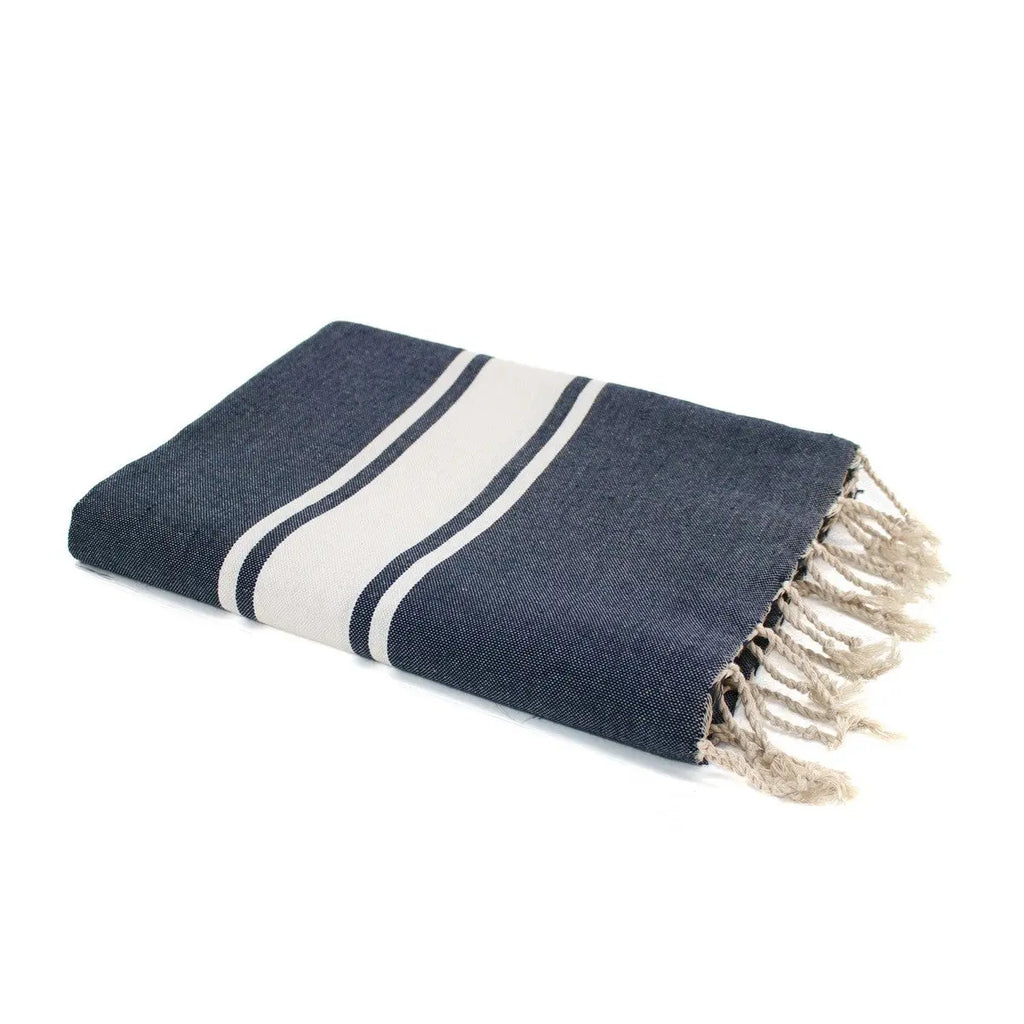 Fouta bande blanche coton ST TROPEZ 100x200 - febronie.com