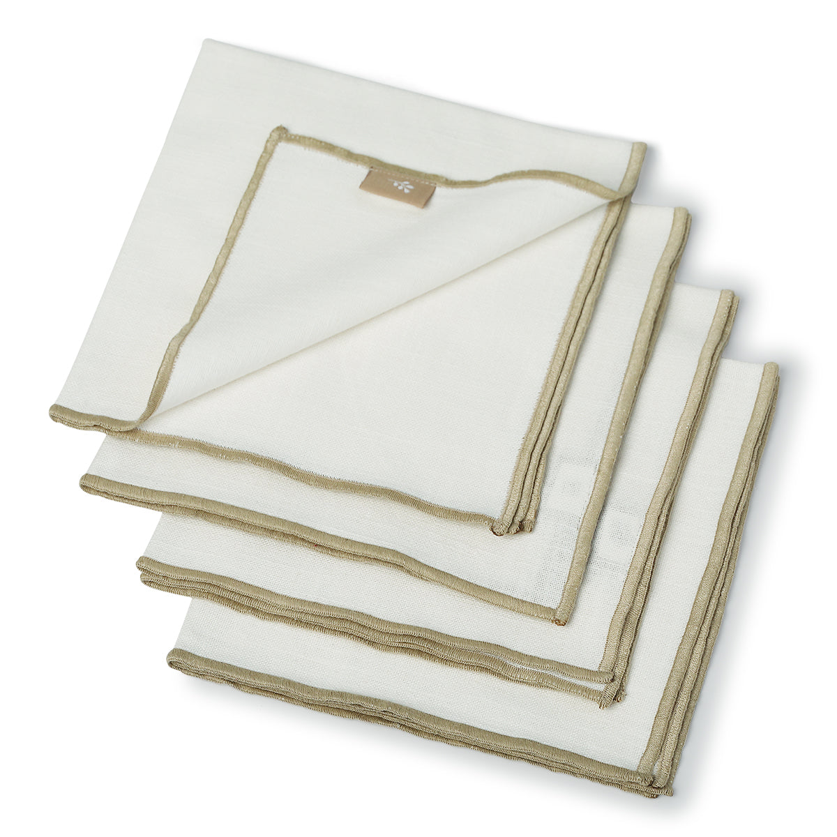 Serviette de table (x4) toile de coton 45x45 JULES - céladon / noir - febronie.com