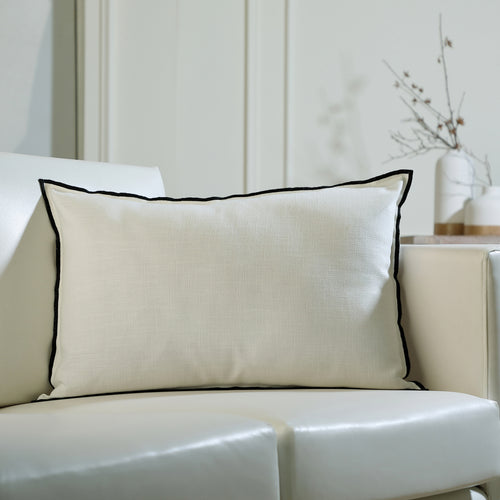 Coussin toile de coton 60x40 JULES - fusain / sable - febronie.com