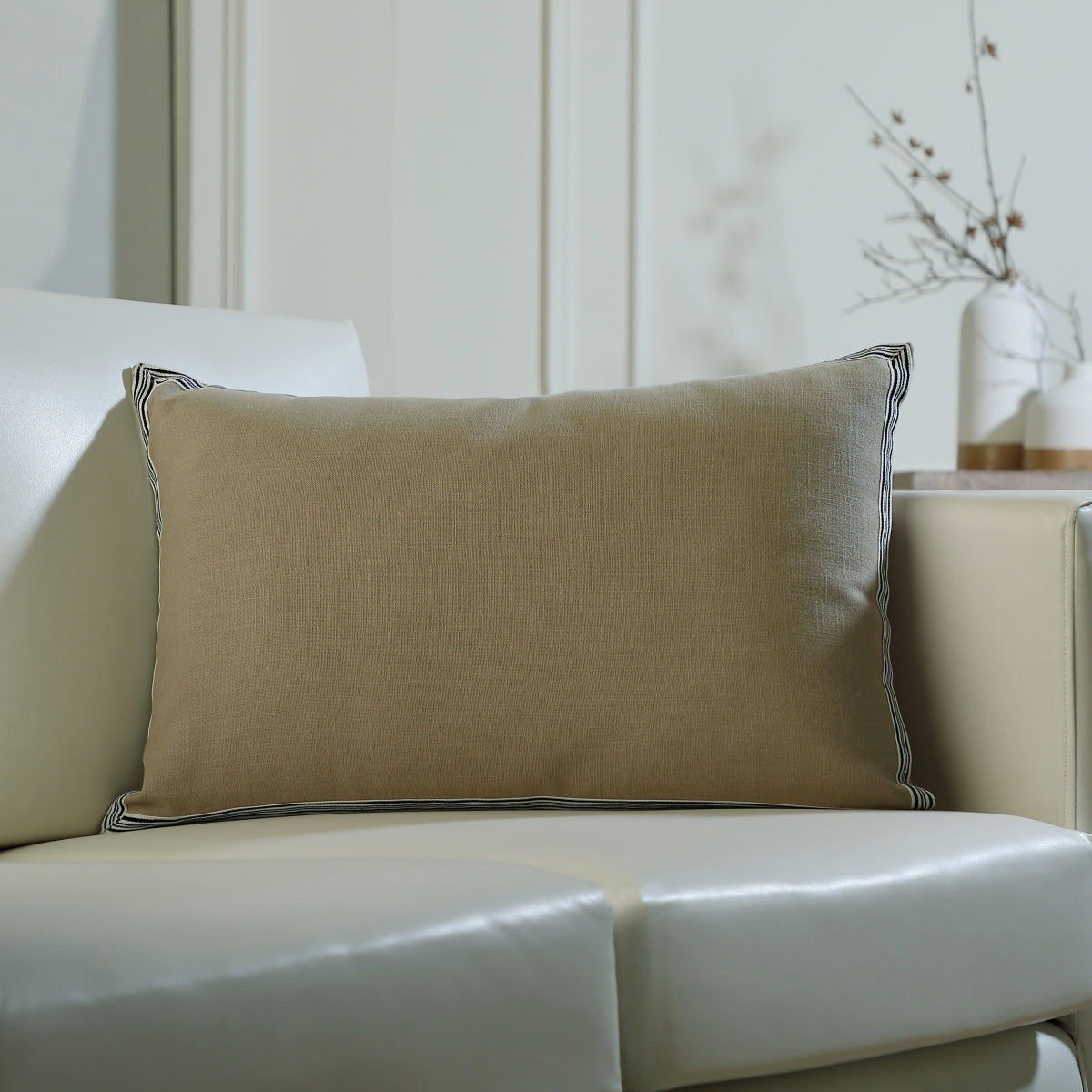 Coussin toile de coton 60x40 VICTOR - fusain - febronie.com