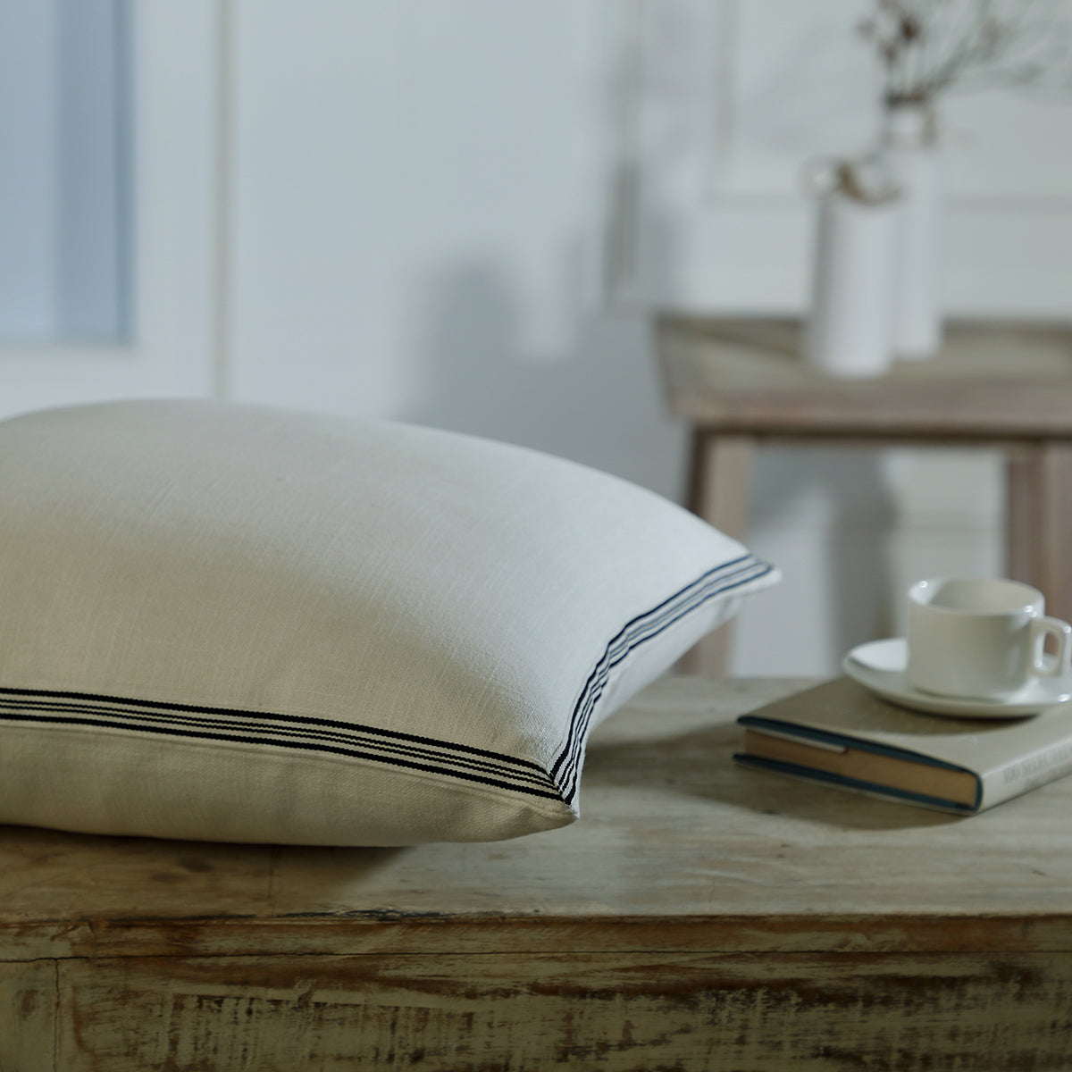 Coussin toile de coton 50x50 VICTOR - fusain - febronie.com