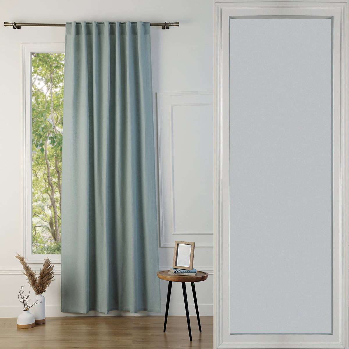 Tab top curtain in washed linen 140x260 PAUL