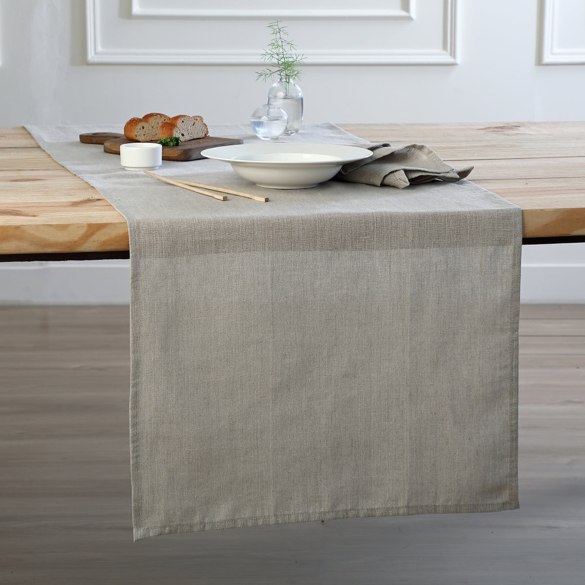 Chemin de table lin lavé 50x150 PAUL - fusain - febronie.com