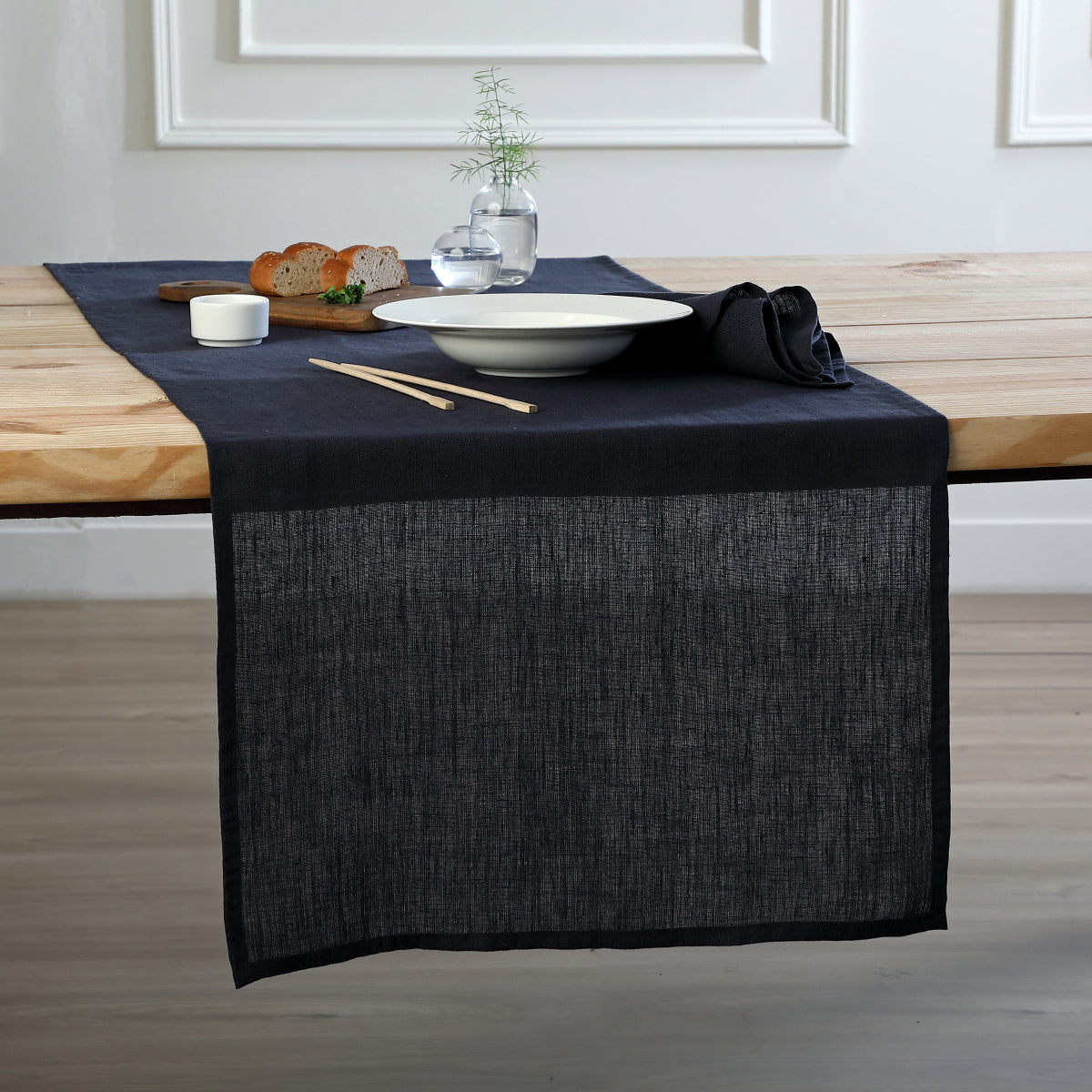Table runner in washed linen 50x150 PAUL