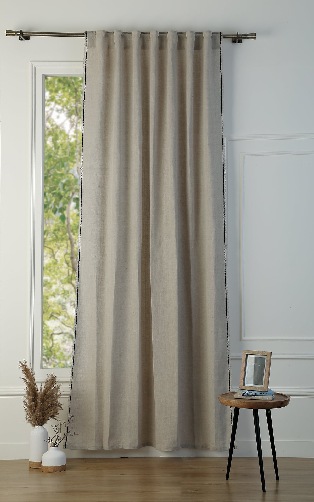 Cortina con pasadores beige lino 140x260 GABRIEL