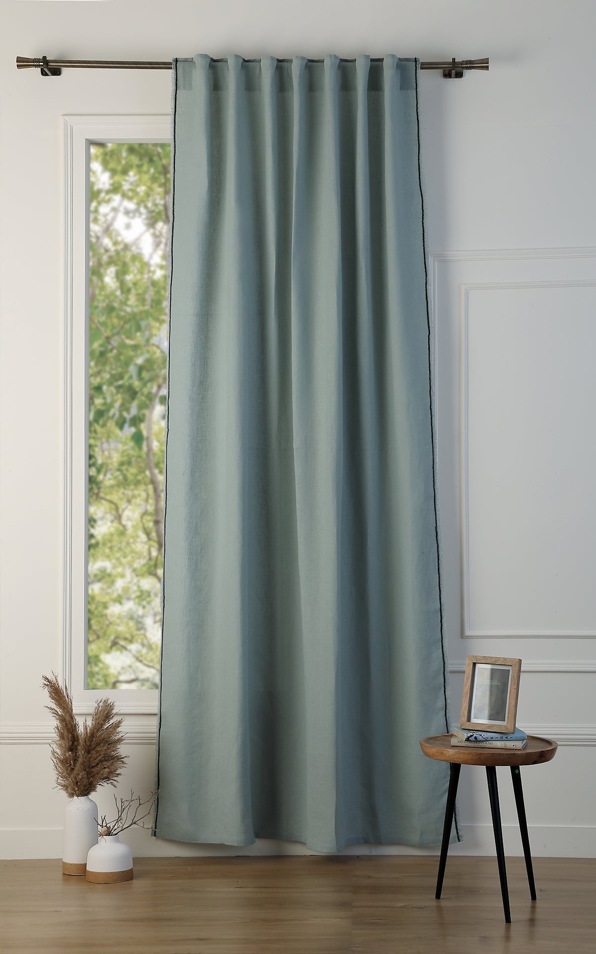 Cortina con pasadores beige lino 140x260 GABRIEL