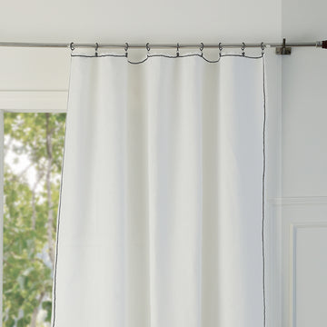 Panneau de rideau en lin gris clair à nouer : rideaux sur mesure - France