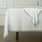 Nappe lin lavé 140x140 GABRIEL - naturel / noir - febronie.com