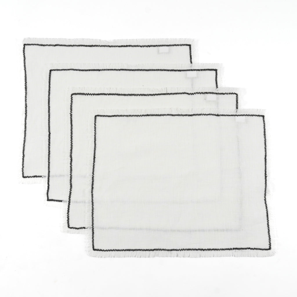 Set de table (x4) lin lavé 35x45 GABRIEL - naturel / noir - febronie.com