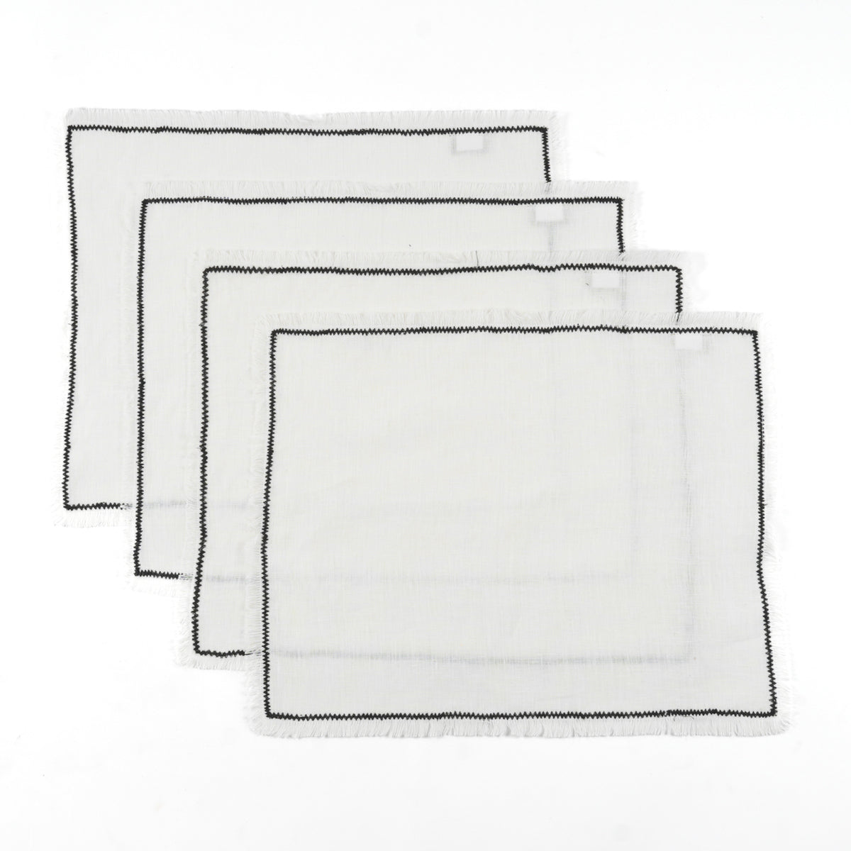 Set de table (x4) lin lavé 35x45 GABRIEL - naturel / noir - febronie.com