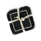 Sous-verres (x4) lin lavé 10x10 GABRIEL - naturel / noir - febronie.com