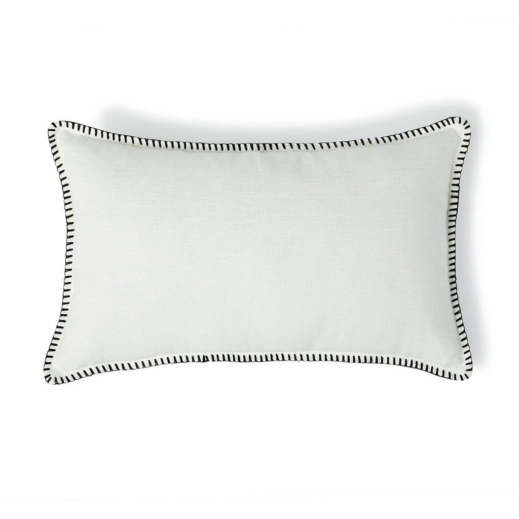 Housse de coussin lin lavé 50x30 MAXIME - vert céladon / noir - febronie.com