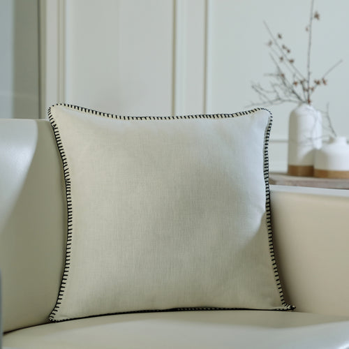 Coussin lin lavé 50x50 MAXIME - fusain / sable - febronie.com
