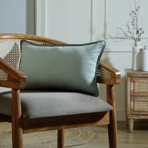 Coussin lin lavé 50x30 MAXIME - fusain / sable - febronie.com