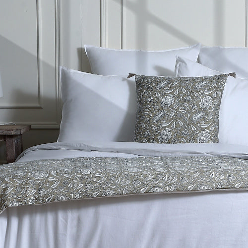 Parure + taies 65x65 percale de coton blanc NINA