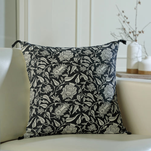 Coussin toile de coton 50x50 NOIDA - fusain - febronie.com