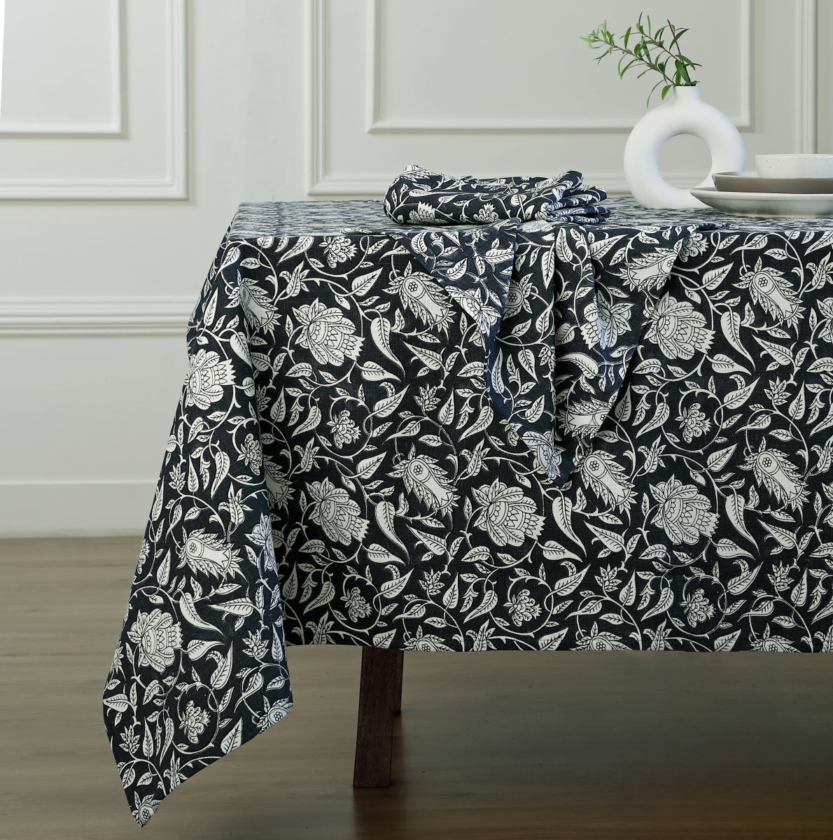 Nappe toile de coton 150x300 NOIDA - fusain - febronie.com