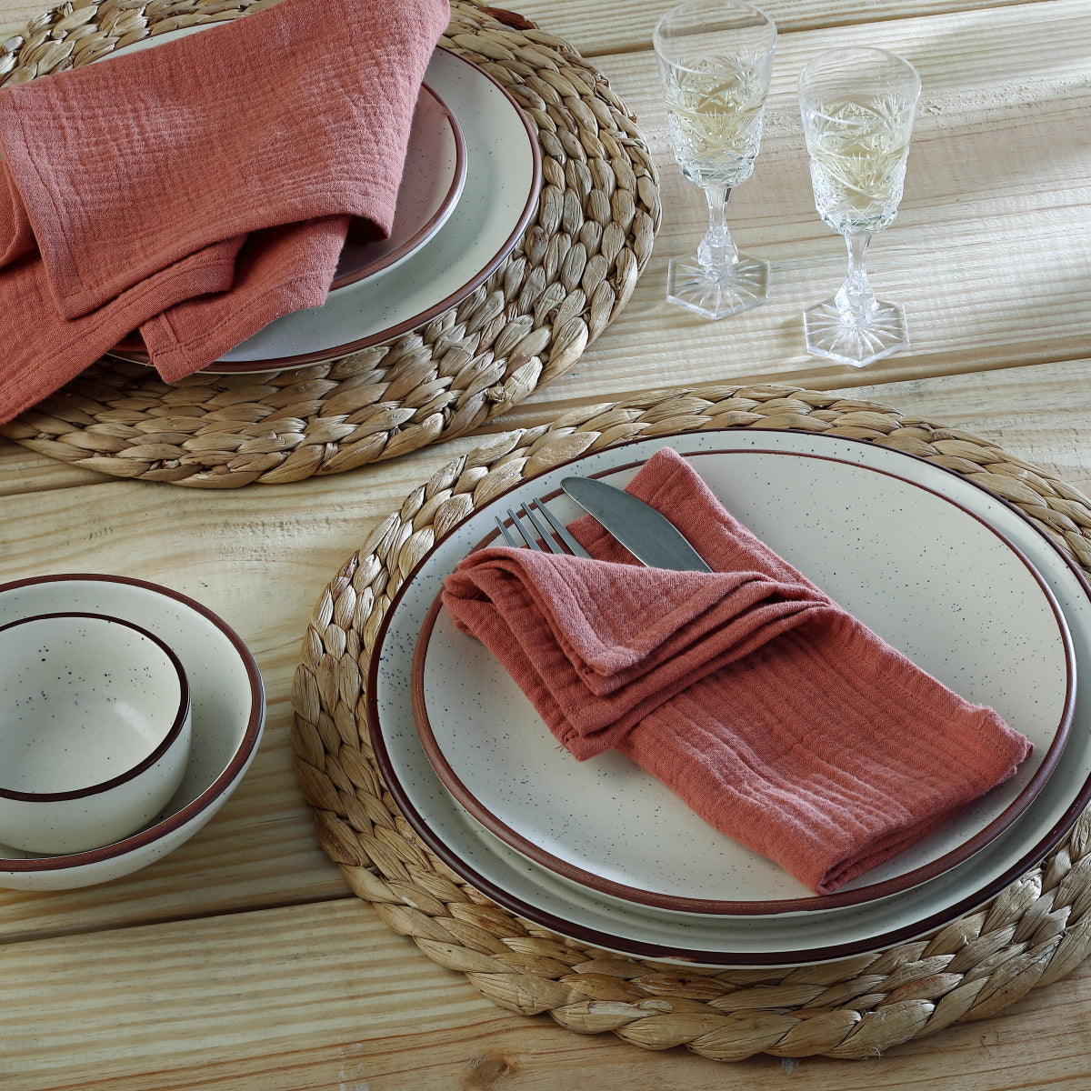 Serviette de table (x4) gaze de coton 40x40 CARLA - noisette - febronie.com