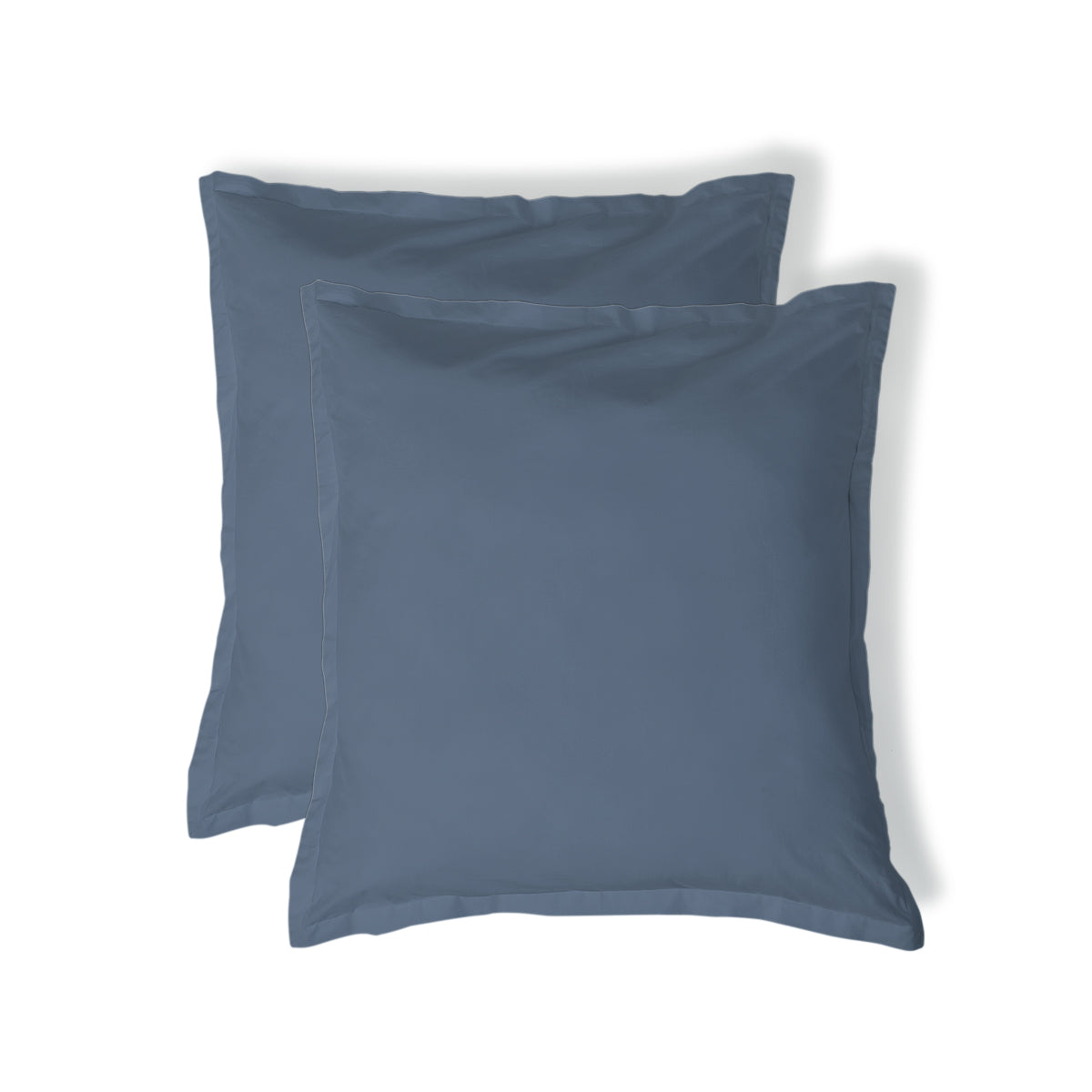 Taie d'oreiller (x2) percale de coton bleu denim NINA