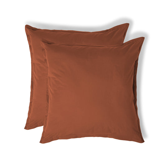 Taie d'oreiller (x2) percale de coton rouge toscane NINA