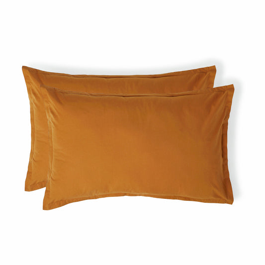 Taie d'oreiller (x2) percale de coton caramel NINA