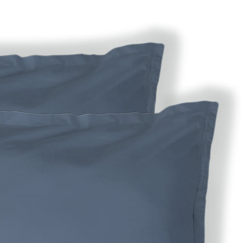 Taie d'oreiller (x2) percale de coton bleu denim NINA