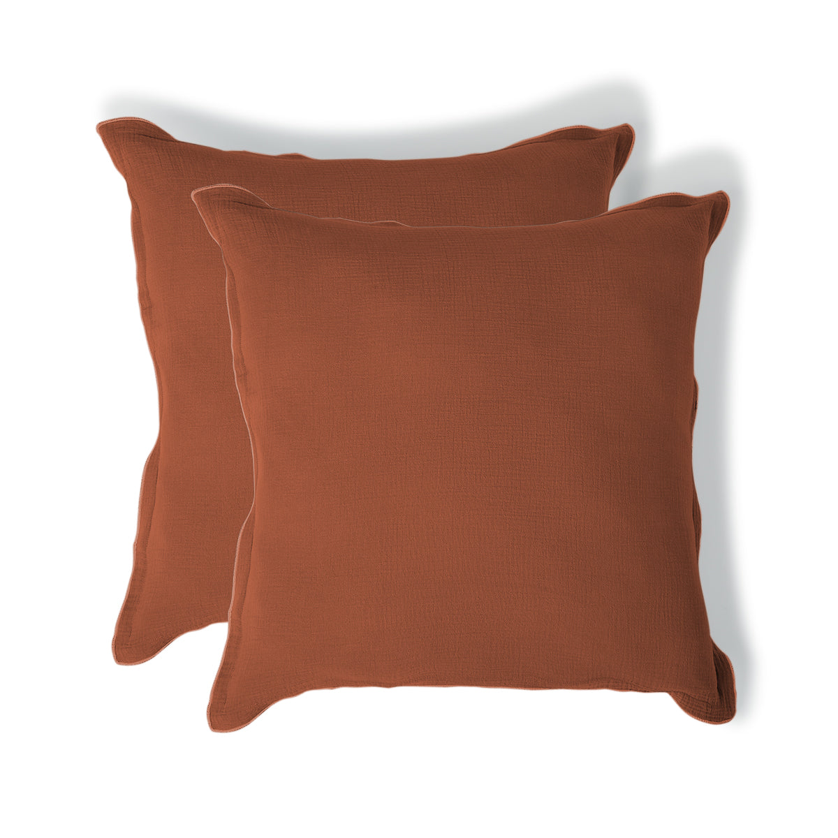 Taie d'oreiller volant plat gaze de coton rouge toscane CARLA