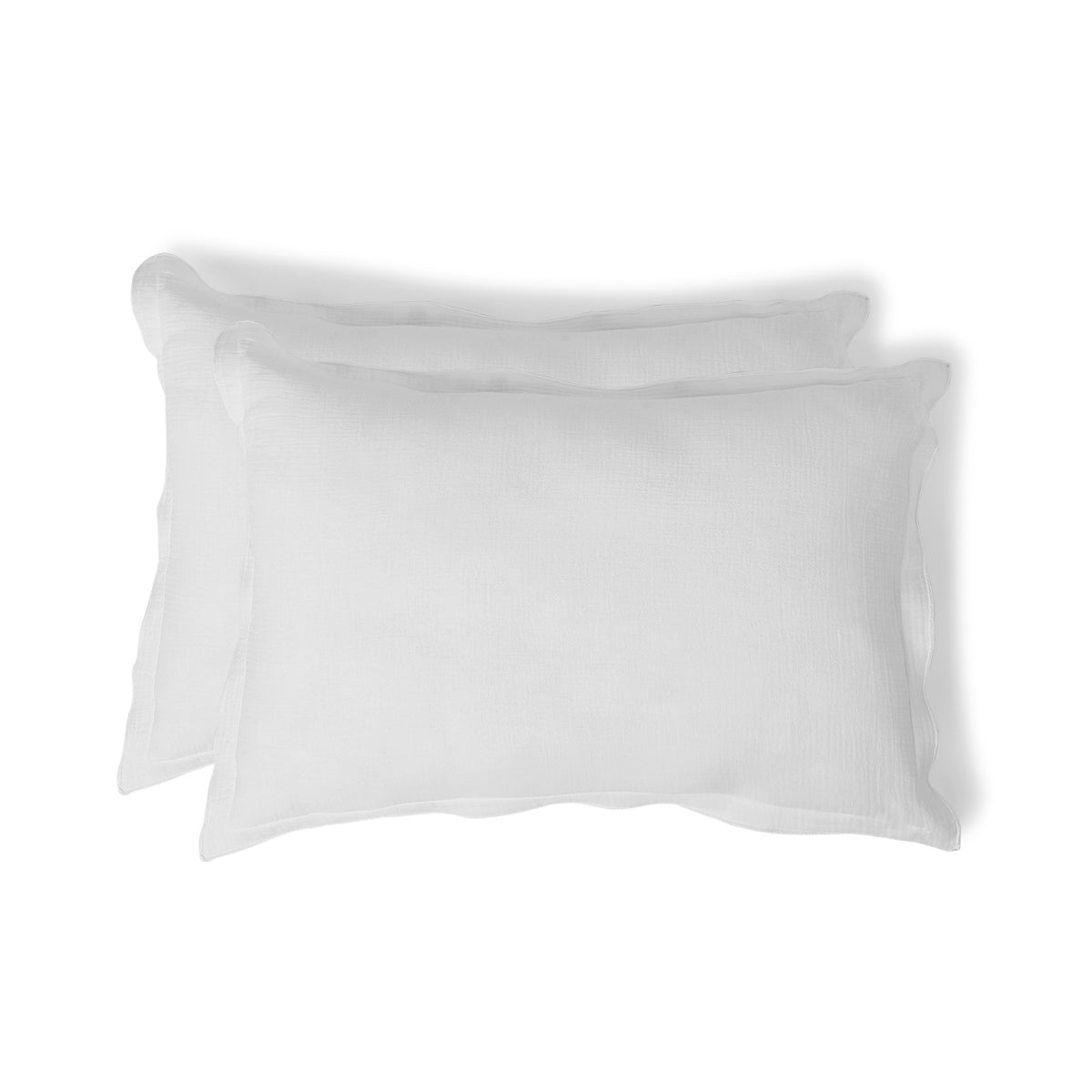 Taie d'oreiller volant plat gaze de coton blanc CARLA