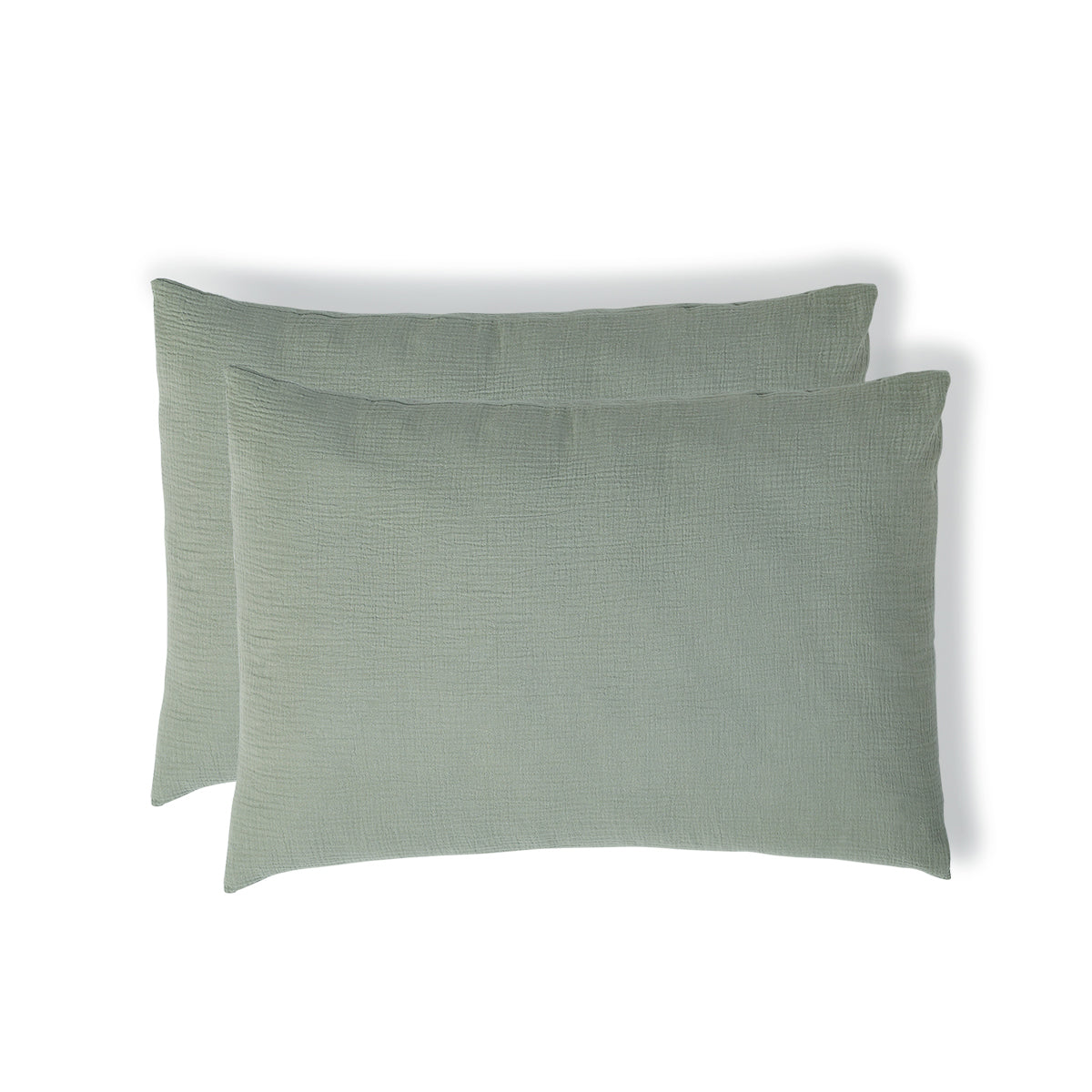 Pillowcase (x2) in cotton gauze celadon green CARLA
