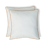 Taie d'oreiller (x2) percale de coton blanc / caramel ZOÉ - 50x70 - febronie.com