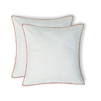 Taie d'oreiller (x2) percale de coton blanc / rouge ZOÉ